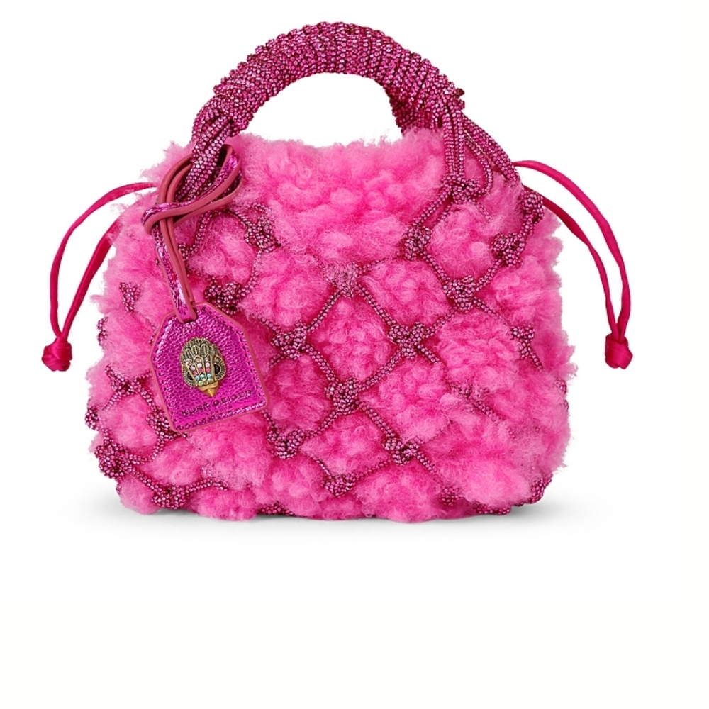 Kurts Geiger macrame Pink Crystal Small Evening Bag NEW